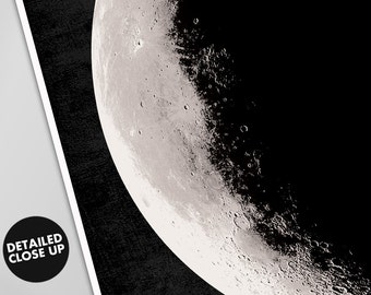 Moon Phases Print Set - 8 Phases of the Moon Individual Posters