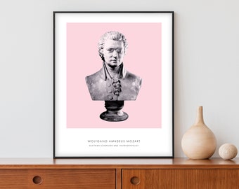 Portrait de Mozart - Photo de buste - Décoration d'intérieur moderne - Affiche de Wolfgang Amadeus - Impression d'art de compositeur classique - Décor de musique