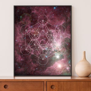 Sacred Geometry Print The Flower of Life Nebula Poster Galaxy Art Giclee or Canvas image 1