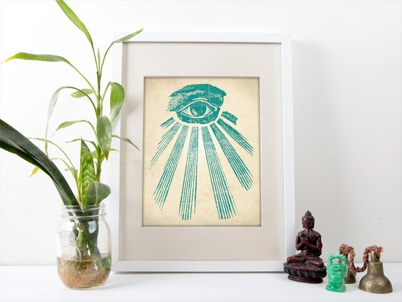 All Seeing Eye Print - Occult Wall Art - Boho Decor - Illuminati Poster - Custom Color Options!