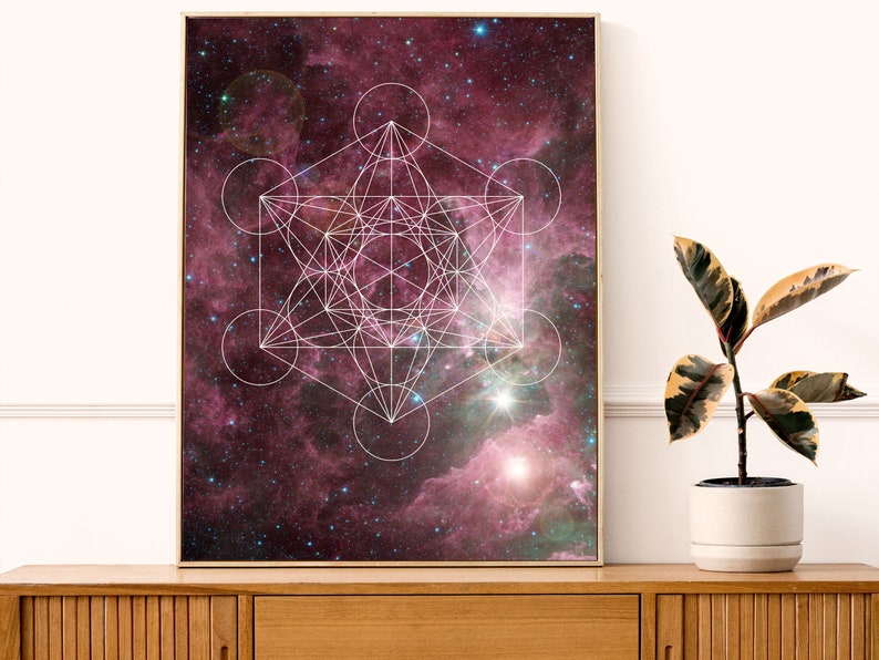 Sacred Geometry Print The Flower of Life Nebula Poster Galaxy Art Giclee or Canvas image 3