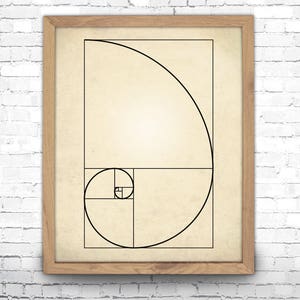 Fibonacci Spiral Art Print Fibonacci Sequence Mathematics Art Sacred Geometry Golden Ratio Spiral Giclee or Canvas image 2