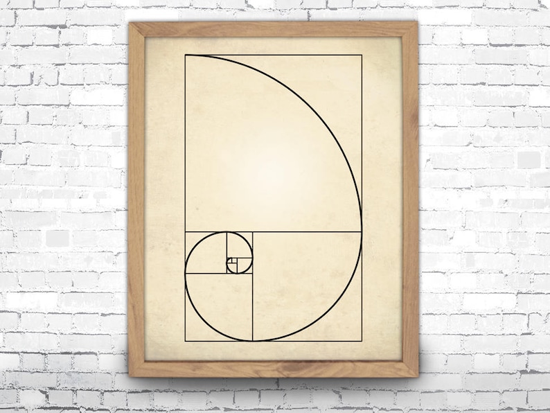 Fibonacci Spiral Art Print Fibonacci Sequence Mathematics Art Sacred Geometry Golden Ratio Spiral Giclee or Canvas image 2