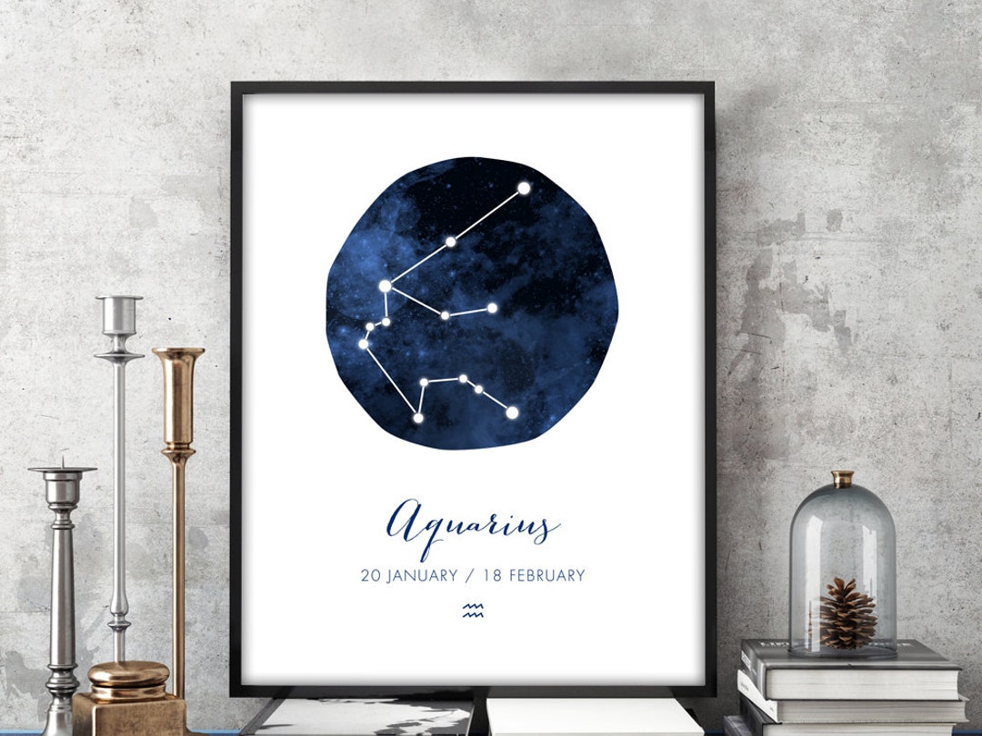 Aquarius Art Print Horoscope Poster Dates of the Zodiac - Etsy