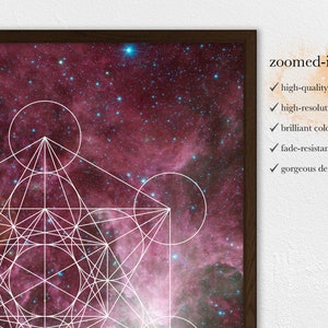 Sacred Geometry Print The Flower of Life Nebula Poster Galaxy Art Giclee or Canvas image 5