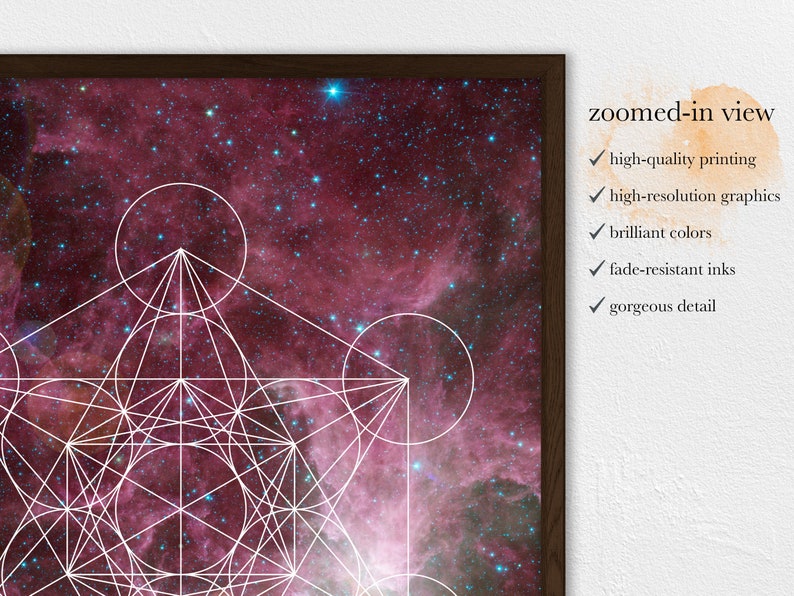 Sacred Geometry Print The Flower of Life Nebula Poster Galaxy Art Giclee or Canvas image 5