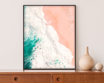 Aerial Beach Waves Art Print - Sea Foam Poster - Coastal Decor - Beach House Wall Art - Earth Hues - Nature Photography