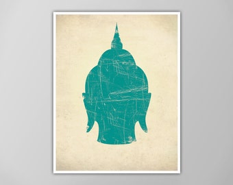 Buddha Head Print - Buddhist Art - Zen Decor - Buddhism Wall Art - Spiritual Symbol - Yoga Poster - X-Large Sizes Available