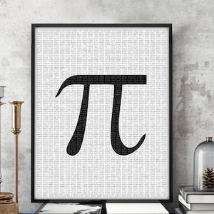 Pi Symbol Art Print - All the Digits of Pi on a Poster - Math Teacher Classroom Decor - Custom Color Option - π