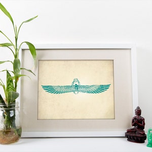 Winged Scarab Print Egyptian Art Sacred Symbols Wall Art Beetle Poster CUSTOM COLORS AVAILABLE image 1