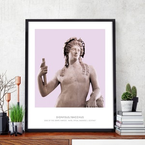 Dionysus - Portrait of Dionysus - Mythology Wall Art - God of the Grape Art Print - Modern Home Decor - CUSTOM COLOR OPTION!