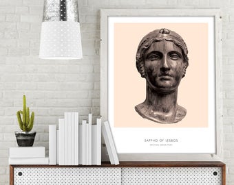 Sappho Art Print - Portrait of Sappho - Modern Home Decor - Sappho of Lesbos Poster - CUSTOM COLOR!