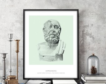 Hippocrates Portrait - Bust Art Print - Medical Art Print - Medicine Art - Doctor Office Decor - Med School Student Gift - Hippocratic Oath