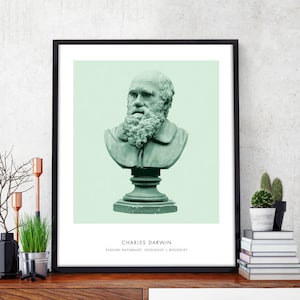 Charles Darwin - Portrait of Darwin - Darwin Bust Art Print - Modern Home Decor - Evolution Poster - Custom Colors Available!
