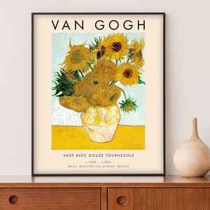 Van Gogh Sunflowers Art Print - Exhibition Poster - Masterpiece Reprint - Artist Painting - Gallery Wall Art