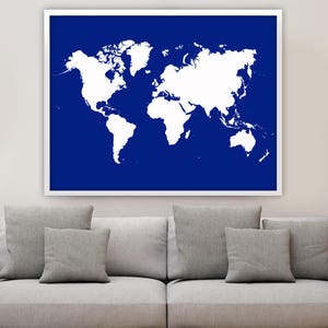 Giant World Map Poster - Map of the World - Travel Decor - Statement Piece - Geography Wall Art - Giclee or Canvas - Custom Color Option!