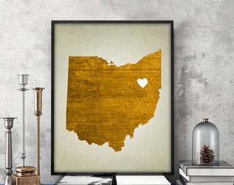 Ohio State Map - Custom State Map Print - Family Home Poster - Giclee or Canvas!