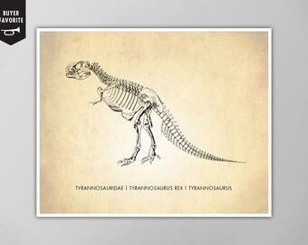 Tyrannosaurus Rex Art Print - Dinosaur Poster - T-Rex Print - Natural History Art - Kids Room Decor - Giclee or Canvas!