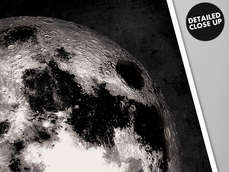 Giant Full Moon Poster - Black and White - High Contrast - Galaxy and ...