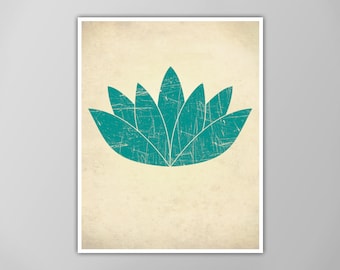 Lotus Flower Print - Yoga Poster - Calming Decor - Zen - Boho Wall Art - Feng Shui - Giclee or Canvas