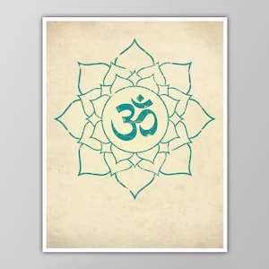 Om Lotus Art Print - Yoga Studio Decor - Buddhist Wall Art - Hindu Symbol - Aum Poster - Custom Color Options!