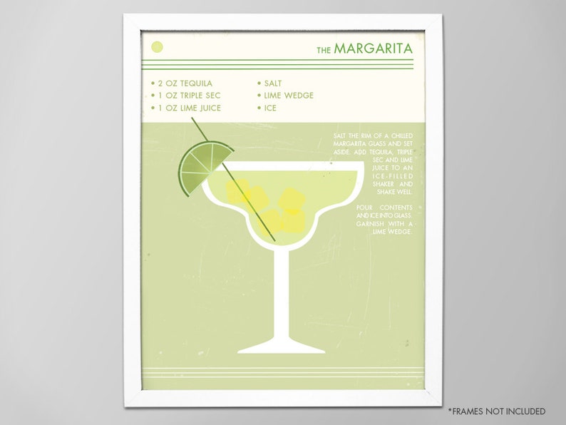 Margarita Cocktail Print Retro Food and Drink Poster Vintage Etsy