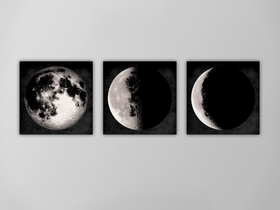 Moon Phase Art Print Set - Phases of the Moon Prints - Outer Space ...