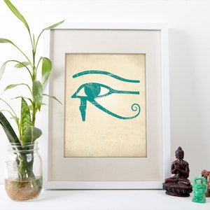 Eye of Horus Art Print for Entryway Egyptian Wall Art of Horus Eye Symbol Poster with Custom Color and Various Size Options