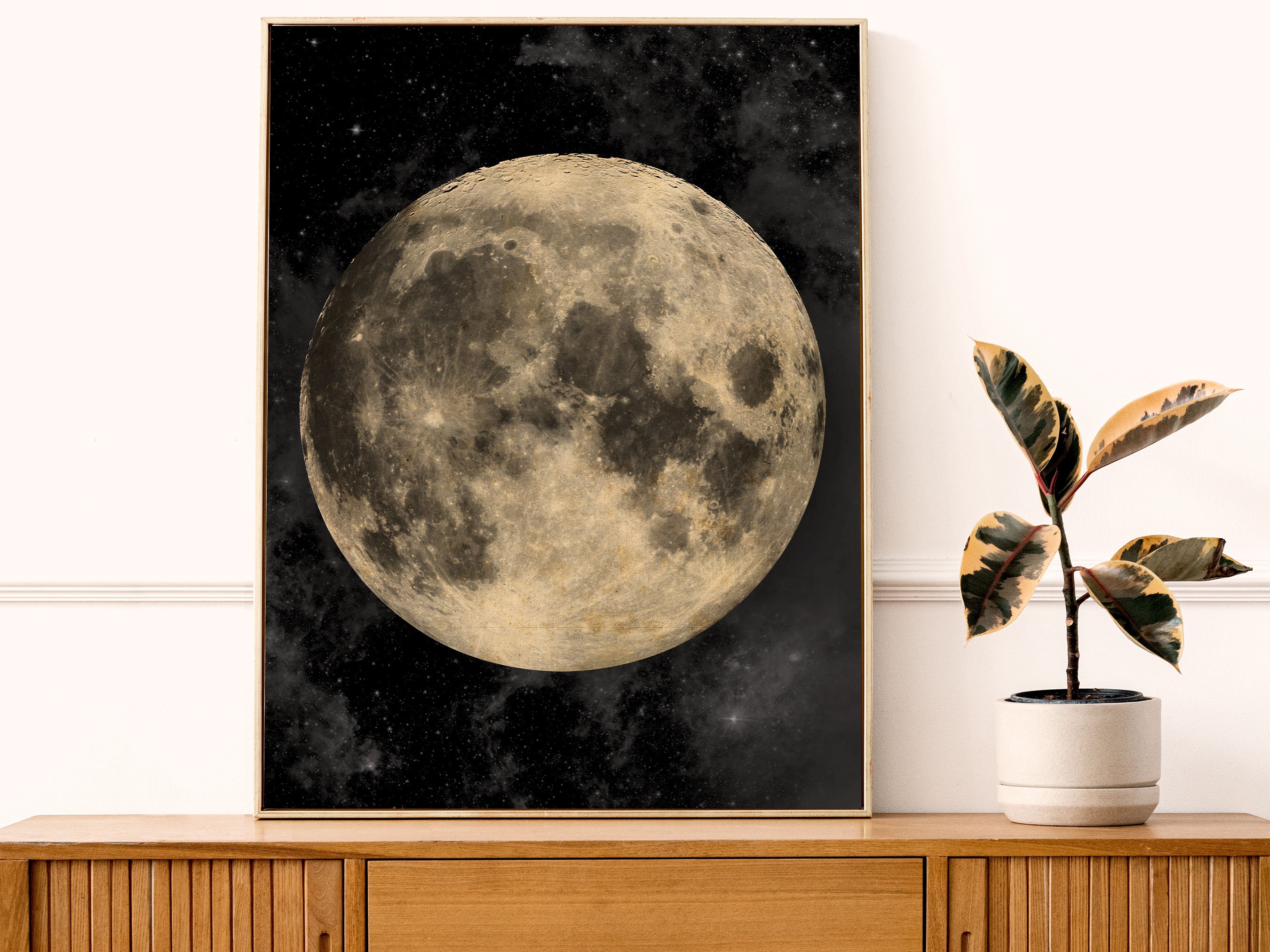 Moon Art Print Giant Full Moon Poster Galaxy and Space - Etsy