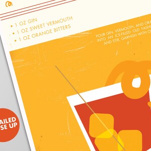 Negroni Cocktail Art Print - Food and Drink Poster - Mid-Century Modern Design - Cocktail Bar Decor - Giclee or Canvas! image 3