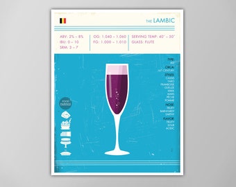 Lambic Art Print - Beer Poster - Art for Brewery - Pub Decor - Craft Beer Art - Multiple Size Options!