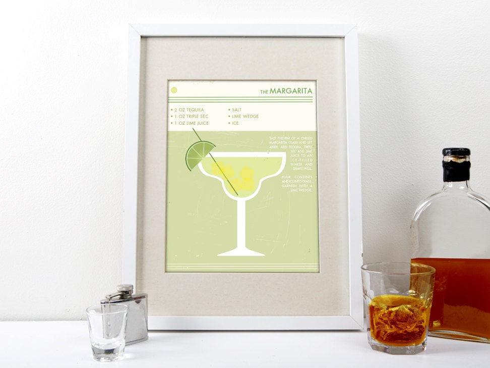 Margarita Cocktail Print Retro Food and Drink Poster Vintage Etsy