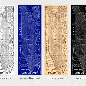 Manhattan Street Map Art Print 1945 Vintage Map Reprint New York City Blueprint Map Poster X-Large Sizes Available image 5