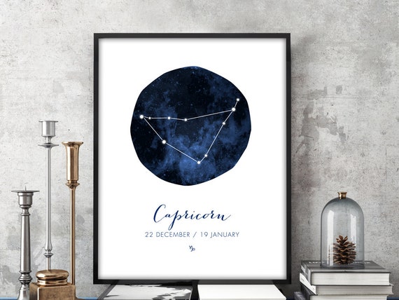Capricorn Art Print - Zodiac Constellation Poster - Horoscope and Astrological Decor - Multiple Sizes Available!