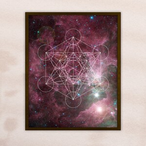 Sacred Geometry Print The Flower of Life Nebula Poster Galaxy Art Giclee or Canvas image 2