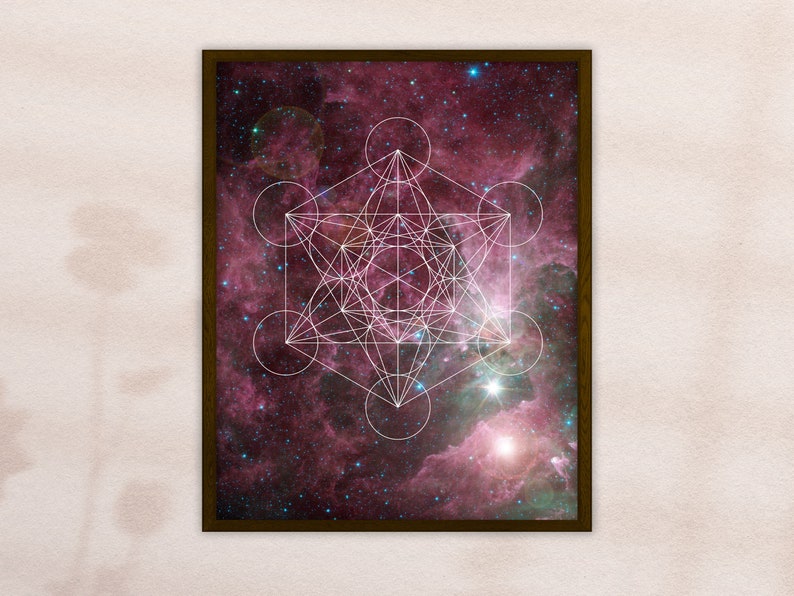 Sacred Geometry Print The Flower of Life Nebula Poster Galaxy Art Giclee or Canvas image 2