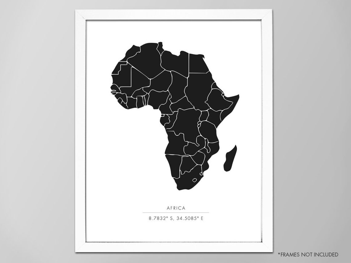 Africa Map Art Print Africa Map Print Africa Art Print Etsy