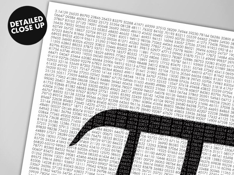 Pi Art Print Pi Digits Math Art Black and White Art Print Etsy