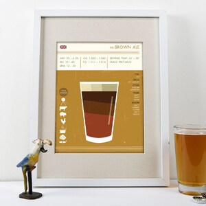 Brown Ale Art Print - Beer Poster - Brown Ale Print - Art for Bars - Home Brewer Gift - Beer Lover Art - COLLECT THEM ALL!