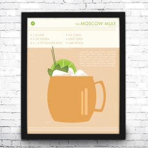 Moscow Mule Cocktail Art Print - Retro Food and Drink Print - Mid Century Modern Design - Vodka Cocktail Poster image 2