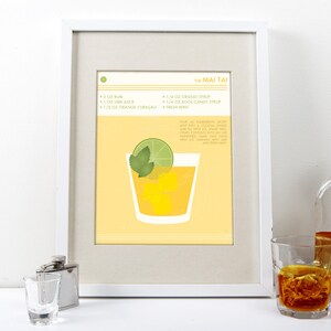 Mai Tai Art Print - Drink Poster - Cocktail Poster - Bar Decor - Cocktail Party Decoration - Food and Drink Wall Art image 1