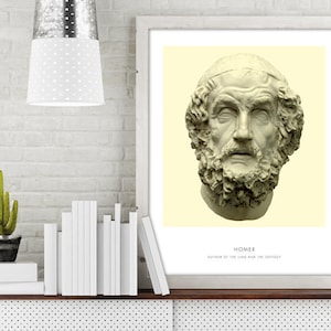 Portrait of Homer - Literature Art Print - Homer Bust Photo - Modern Home Decor - Ancient Literature Wall Art - Custom Color Option!