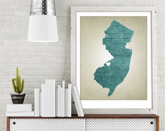 New Jersey - State Map Print - Custom State Map - Hometown Map Art - Choose City & Color - Add Text - Available in Multiple Sizes!