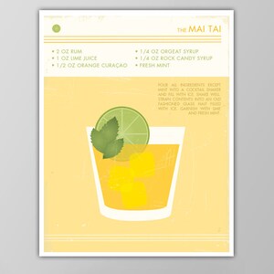 Mai Tai Art Print - Drink Poster - Cocktail Poster - Bar Decor - Cocktail Party Decoration - Food and Drink Wall Art image 2