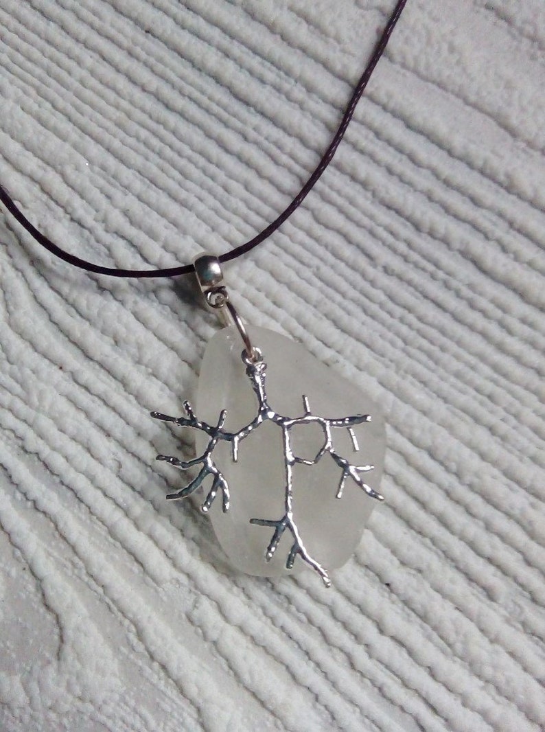 Frosty white sea glass and silver branch necklace beach glass jewelry Sea glass necklace..Eco friendly gift for her. Sea glass necklace