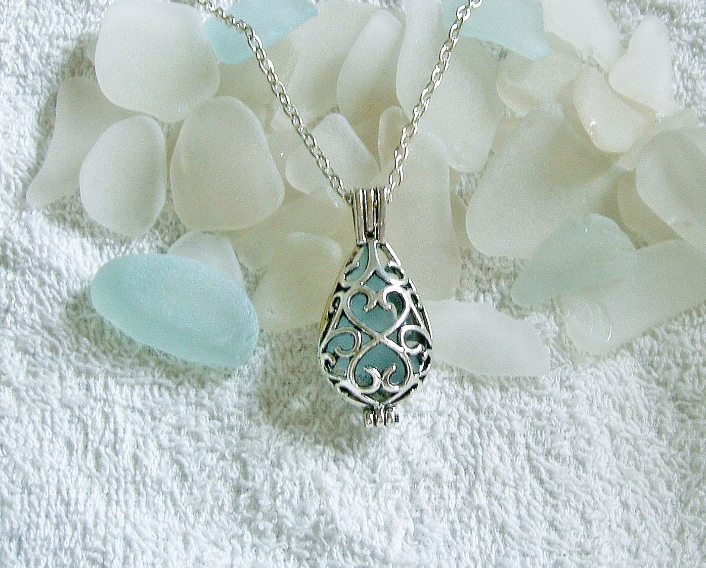 Beach glass jewelry. Beach glass locket sea glass necklace. Etsy