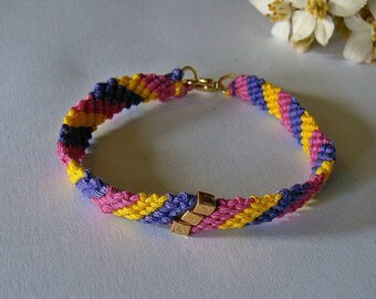 Friendship bracelet in bright neons.