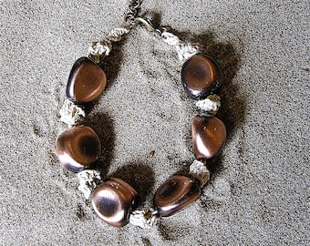 Micro macrame Hemp Bracelet in chunky copper. Micro macrame hemp jewelry.