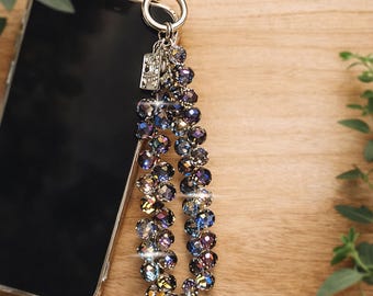 Luxury Sparkling Crystal Phone Lanyard Handmade Acrylic Keychain Wrist Strap Bag Charm Gift Set