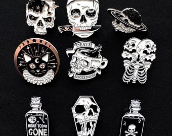 Skull Enamel Pin Tattoo Punk Pin